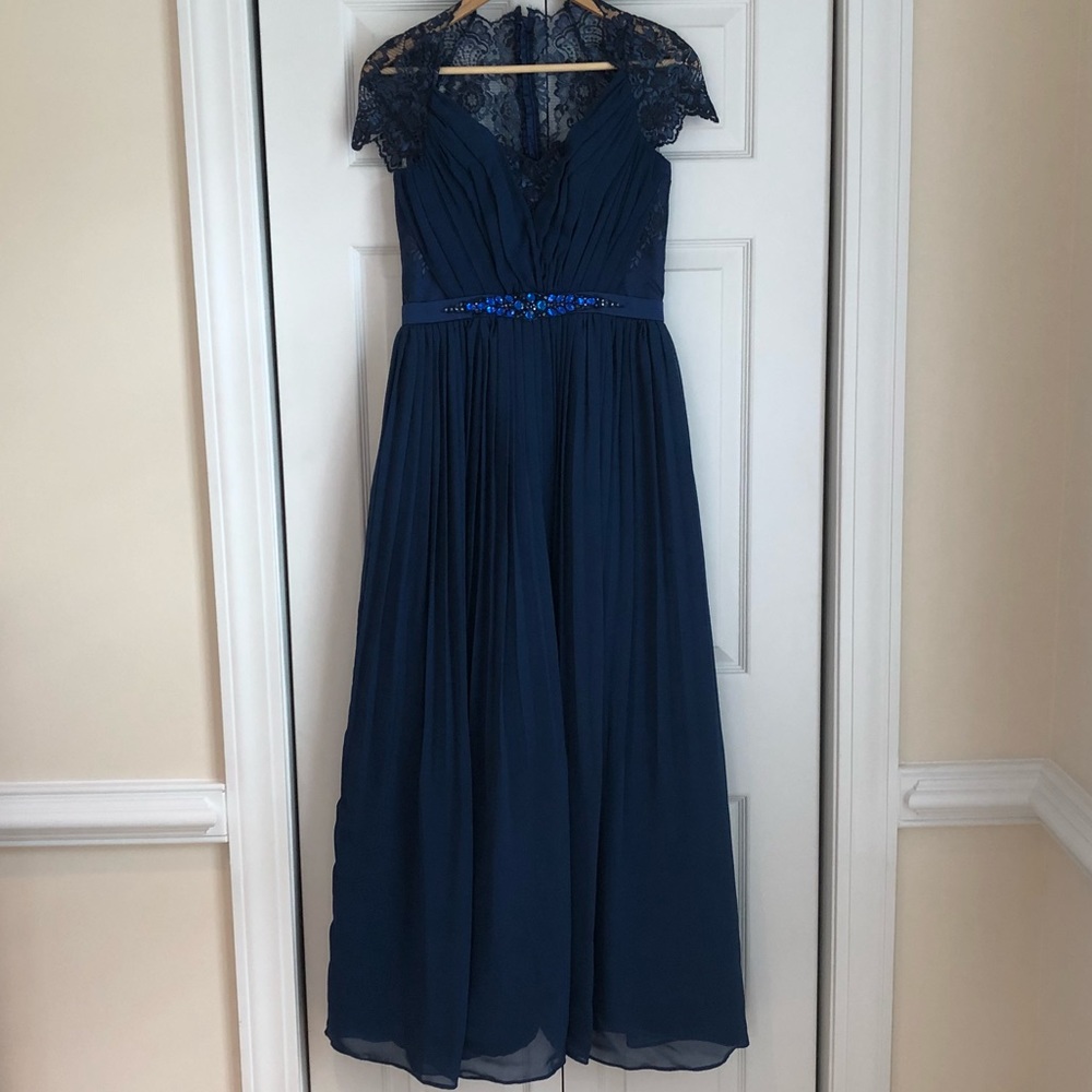 Custom-made navy/royal blue lace bridesmaid dress